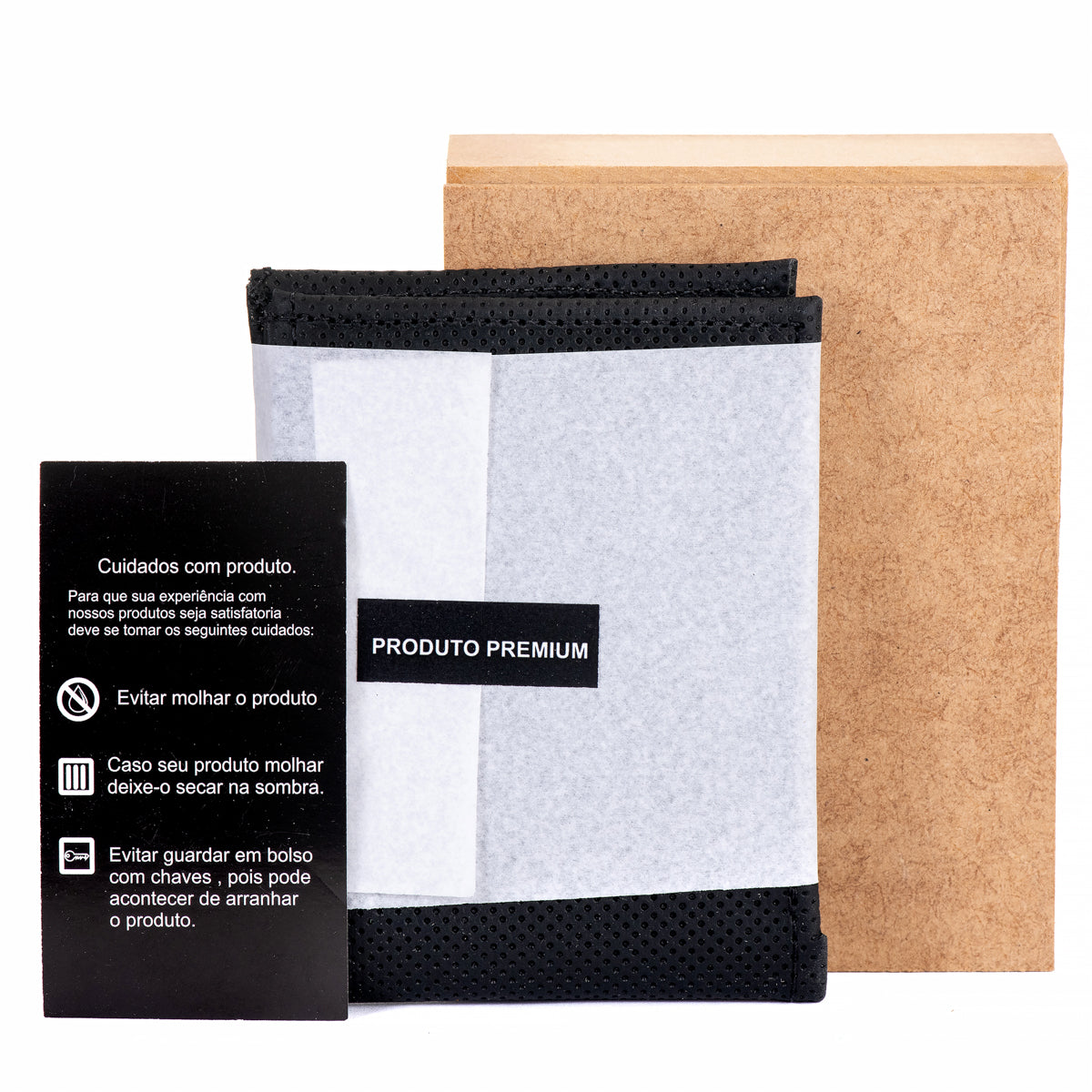 Carteira Furadinha em Couro Preta Oc-1964