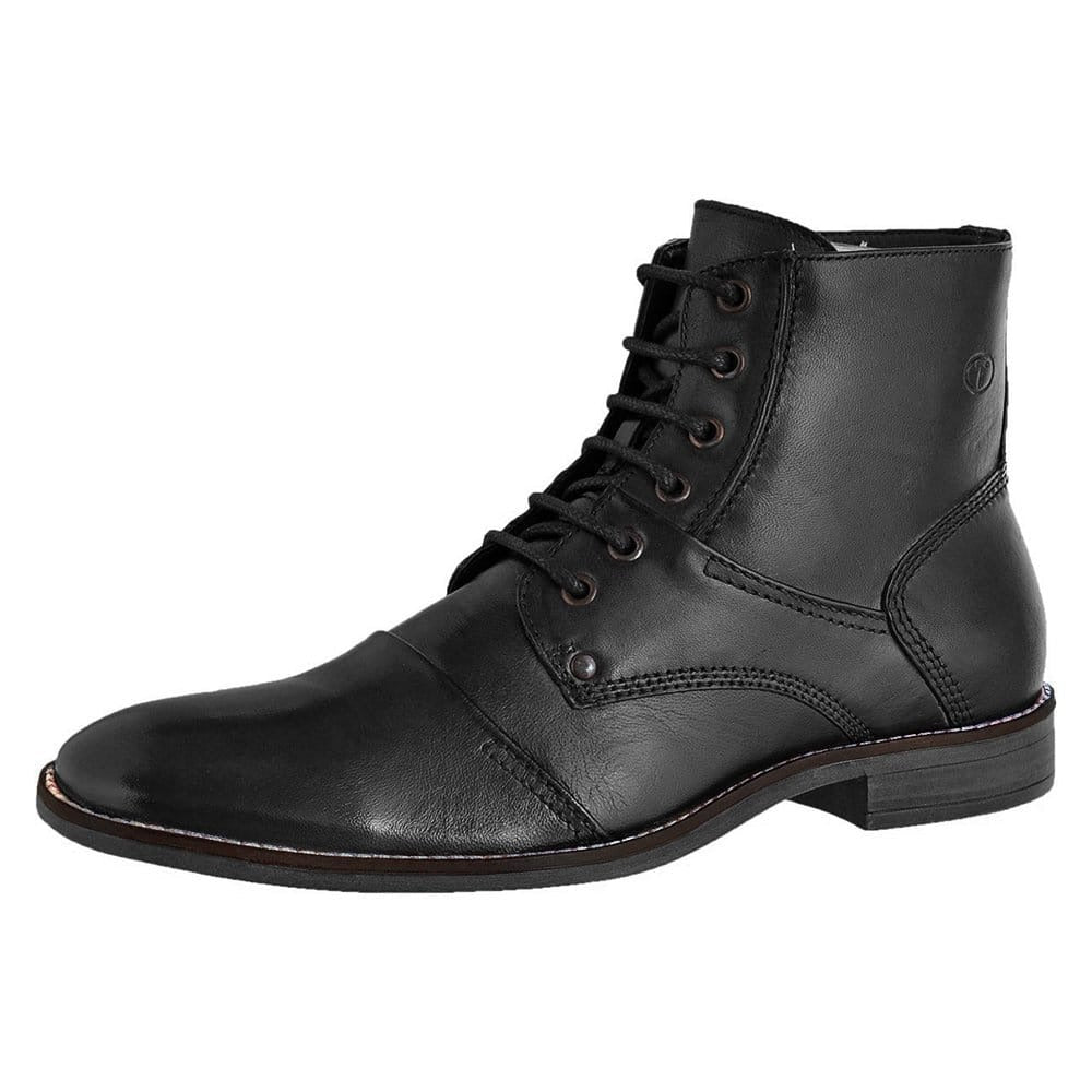 Bota Woker Social de Amarrar Cano Alto Couro Legítimo Tarragona Preto 32126