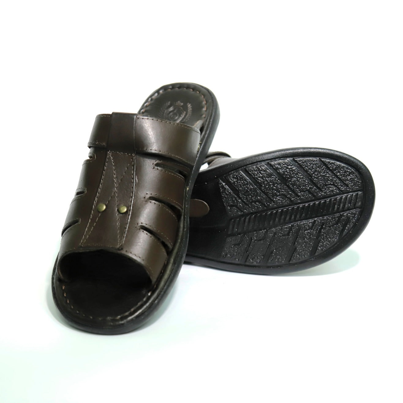 Chinelo Masculino Couro Casual Marrom R23